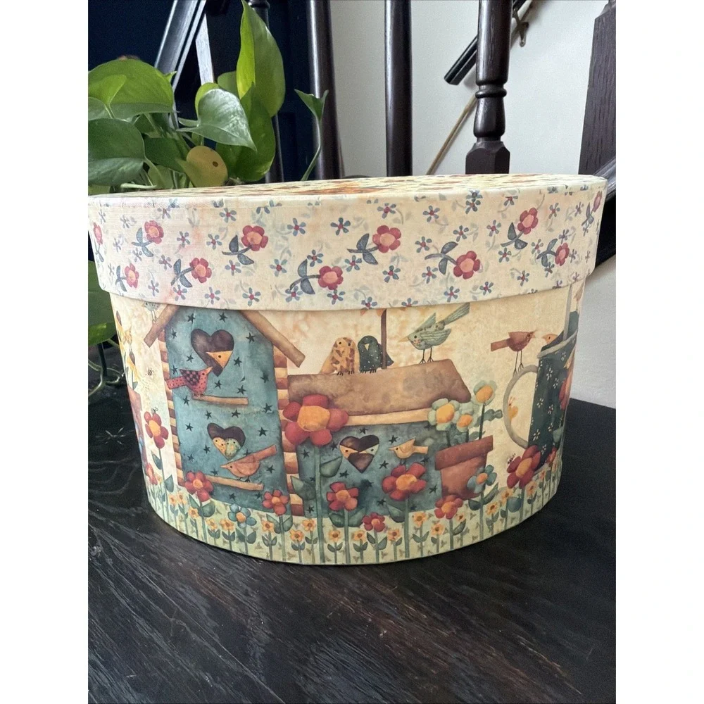 Set Of 2 Bob's Boxes Birdsong Floral Garden‎ Storage Keepsake Container